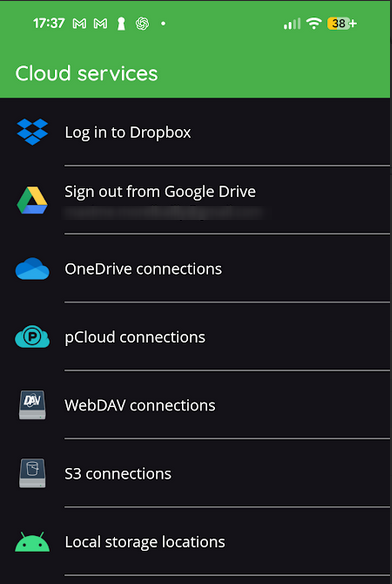 Choix de la source de fichier cryptomator